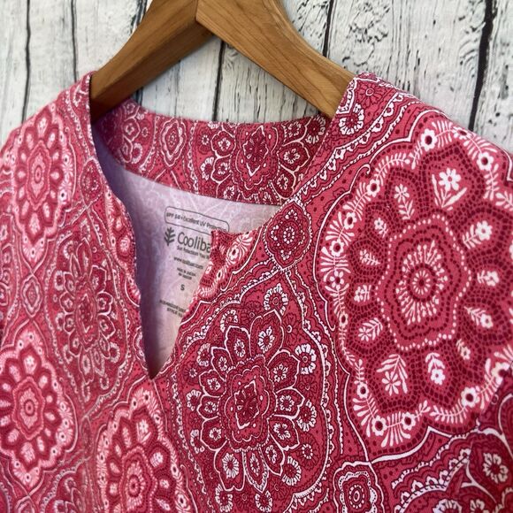 Coolibar Women Oceanside Tunic Dress Size S Pink UPF 50+ Beachy Vacation Coverup - Picture 3 of 12